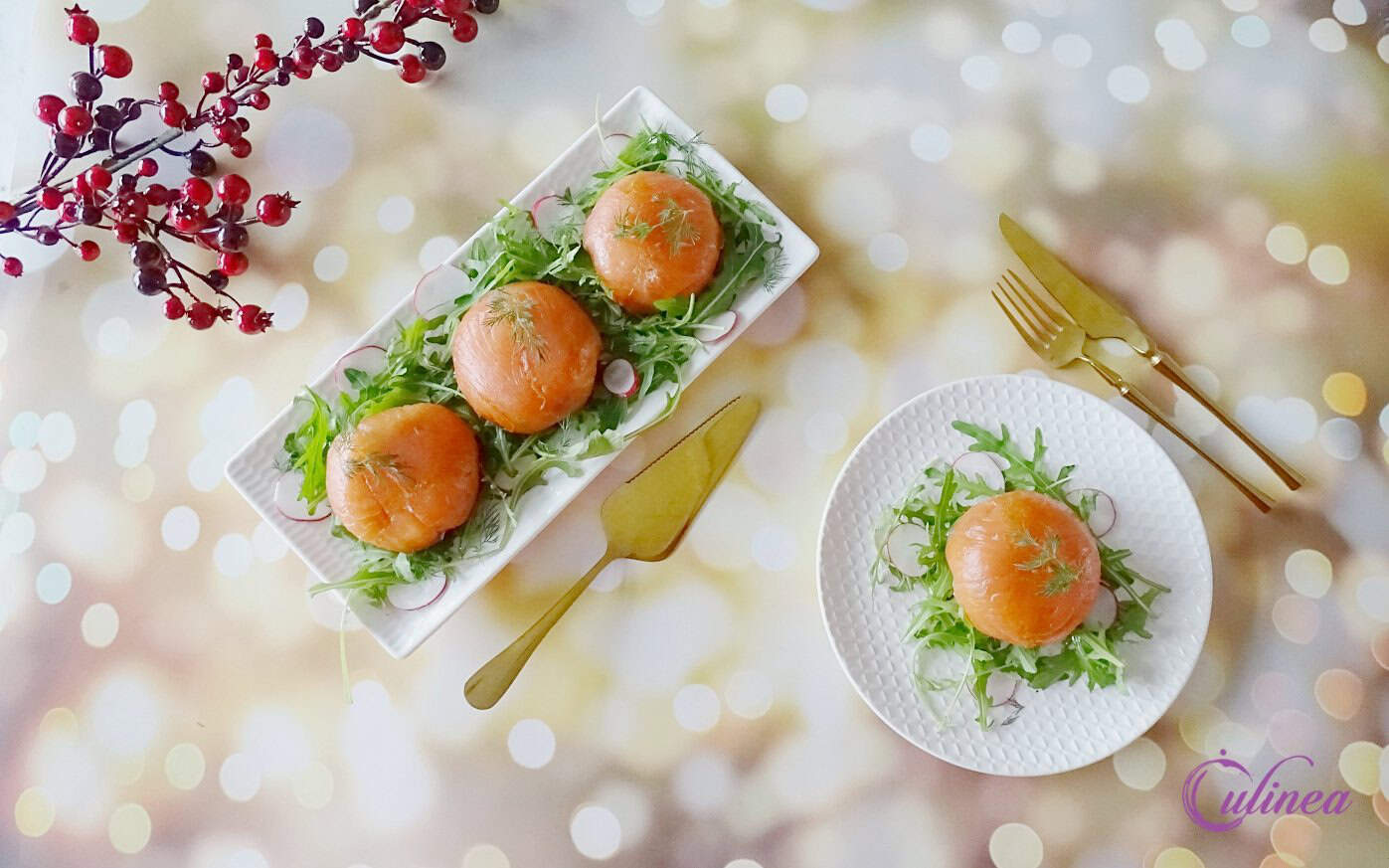 Zalmbonbon gevuld met zalmsalade
