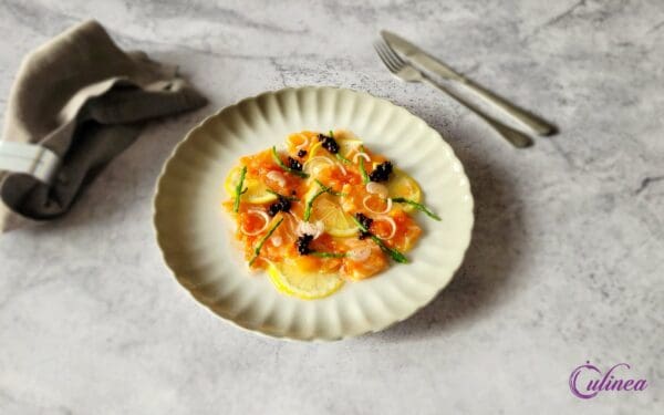 Zalm crudo met citroen en zeekraal