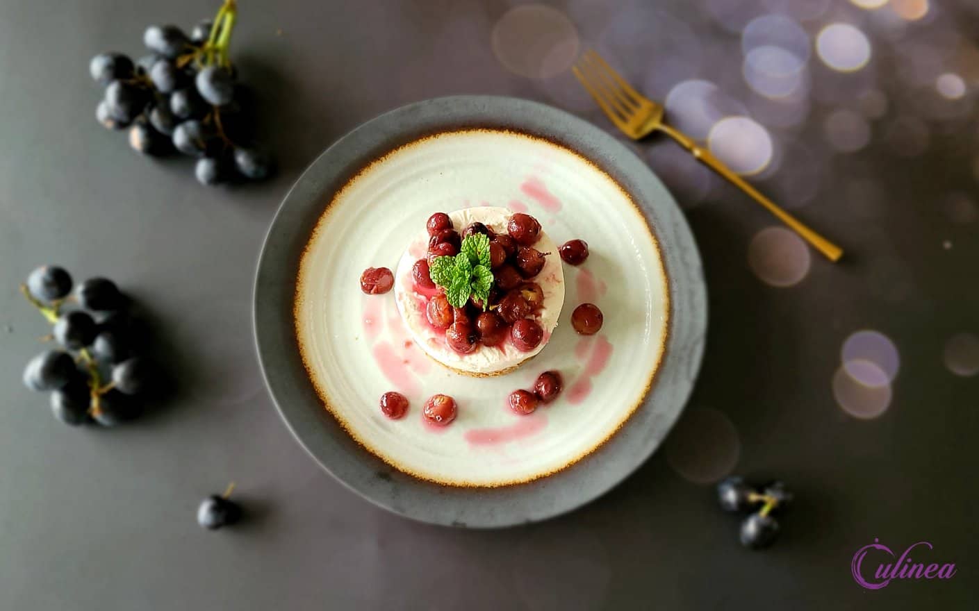 Mini cheesecake met gestoofde druiven