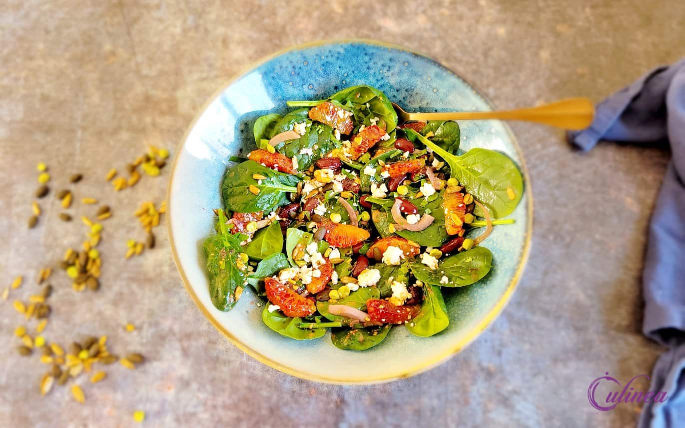 Spinaziesalade met kidneybonen