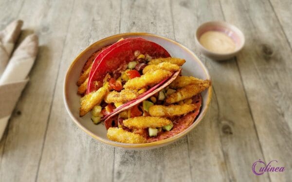 Taco met gefrituurde asperges