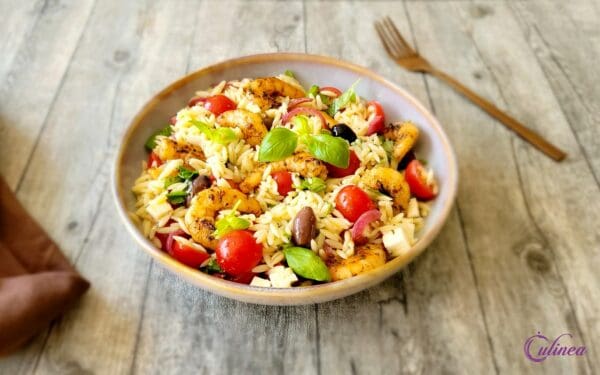 Orzo salade met garnalen