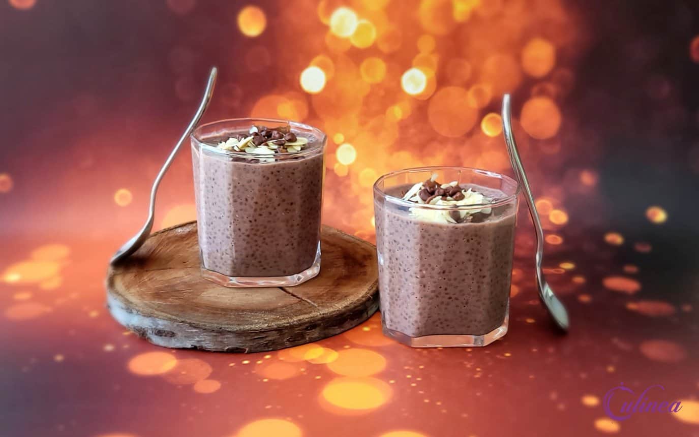 Chocolade chiapudding met dadelkaramel