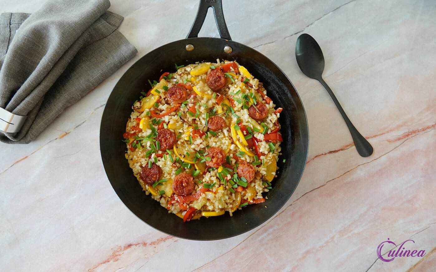 Bloemkoolrijst met chorizo en groenten