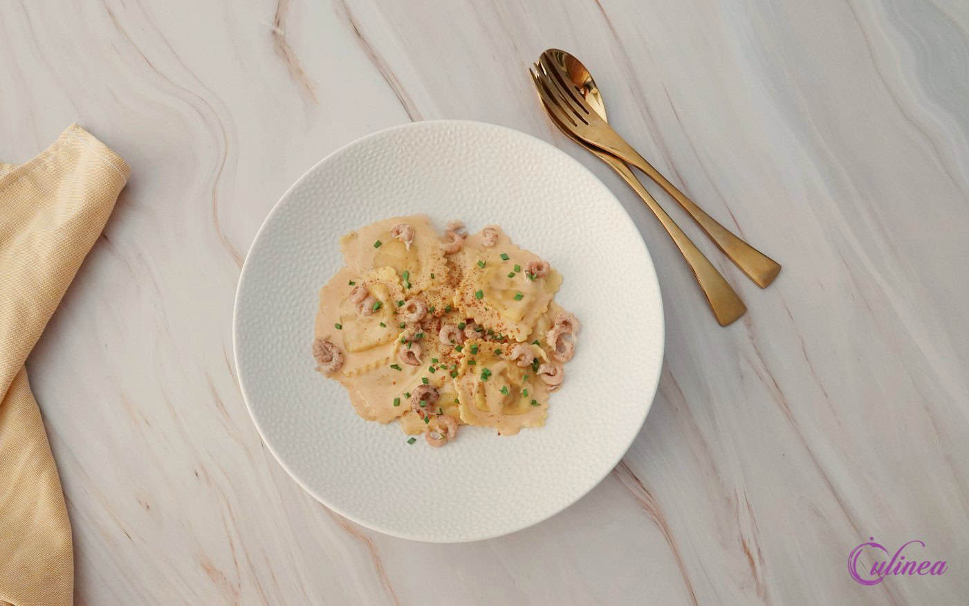 Kreeftenravioli met garnalen-roomsaus