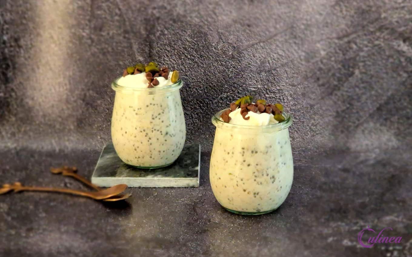 Overnight oats met ricotta en pistache