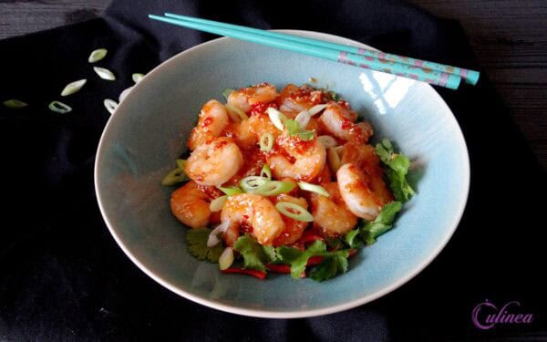 Garnalen met Sesam en Honingsaus