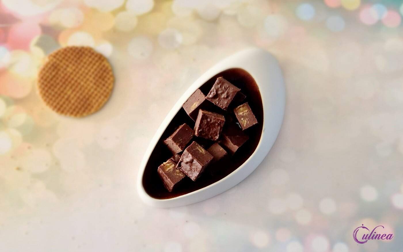 Stroopwafel fudge in een bakje