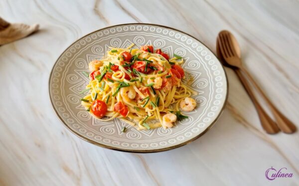 Linguine met Garnalen en Nduja
