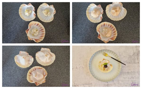 Coquilles met gebrande lardo