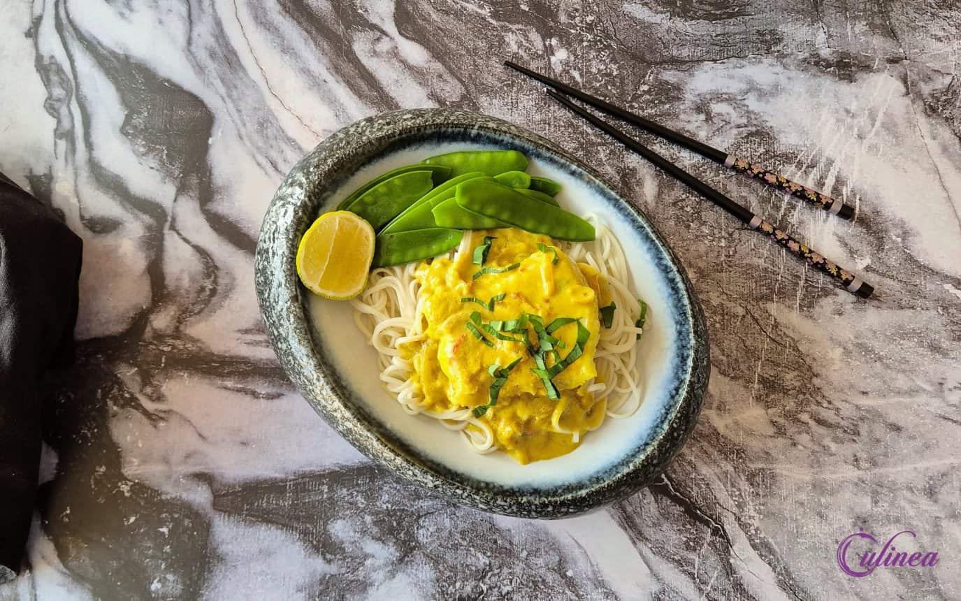 Skrei met gekruide kokosbouillon