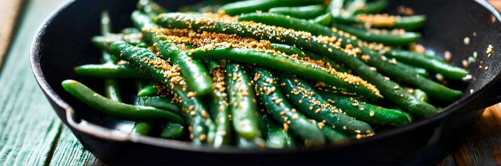 sperziebonen met kruiden erop