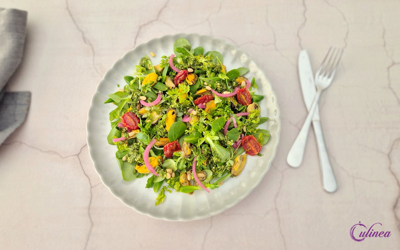 Frisse Mosselsalade met Kervel en Veldsla