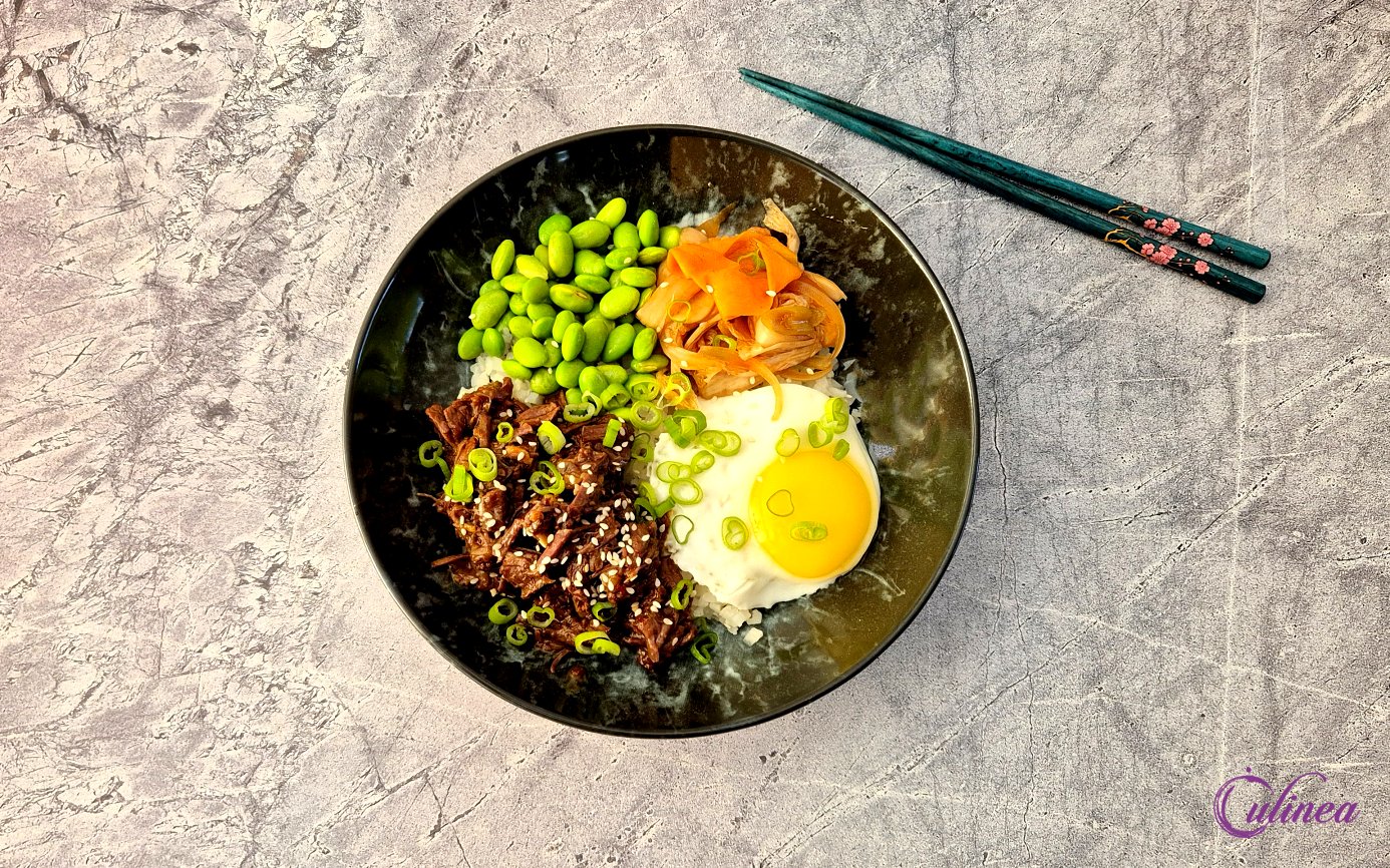 Koreaanse pulled beef bowl