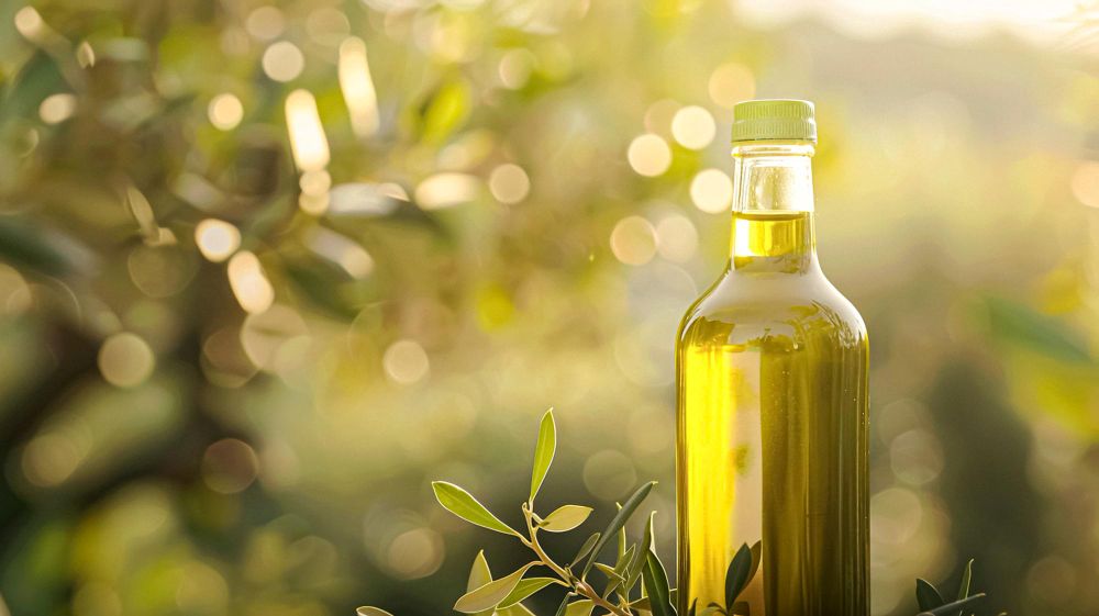 een glas met biologische olijfolie