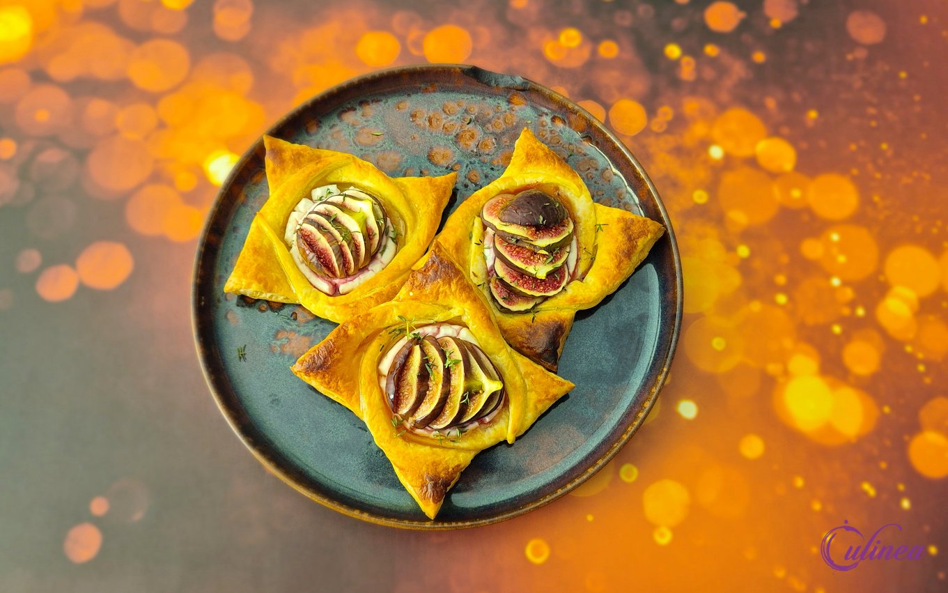 Eenvoudige bladerdeeghapjes met vijgen en geitenkaas