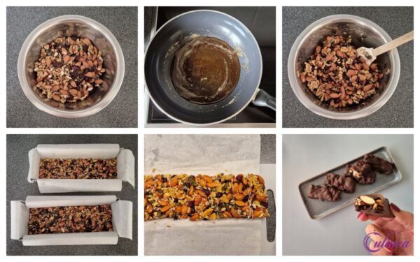 Noten en zadenrepen met chocolade