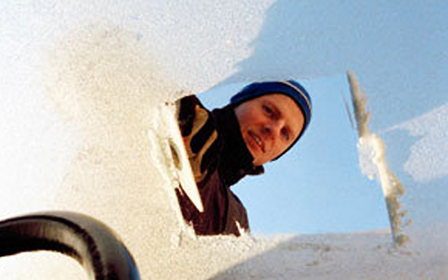 Snow inside windscreen scrape